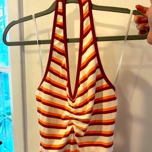 Torrid v-neck halter tank, multi stripe, size 1